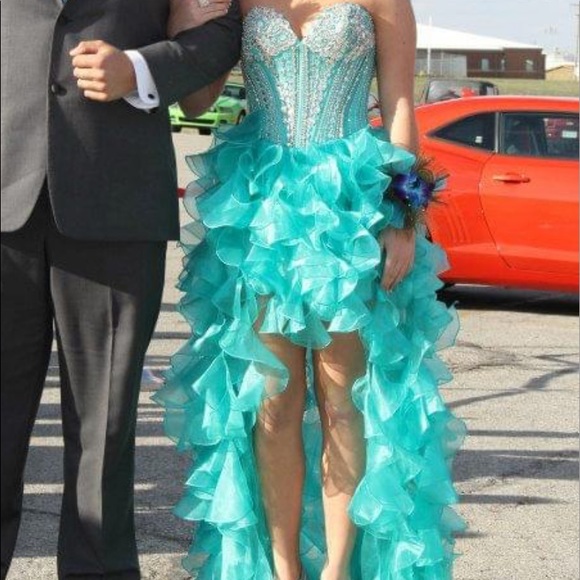 Sherri Hill Turquoise Prom Dress Style 1543 - Picture 2 of 10